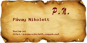 Pávay Nikolett névjegykártya